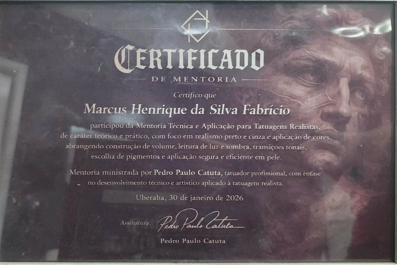 Certificado — Mentoria Técnica e Aplicação para Tatuagens Realistas