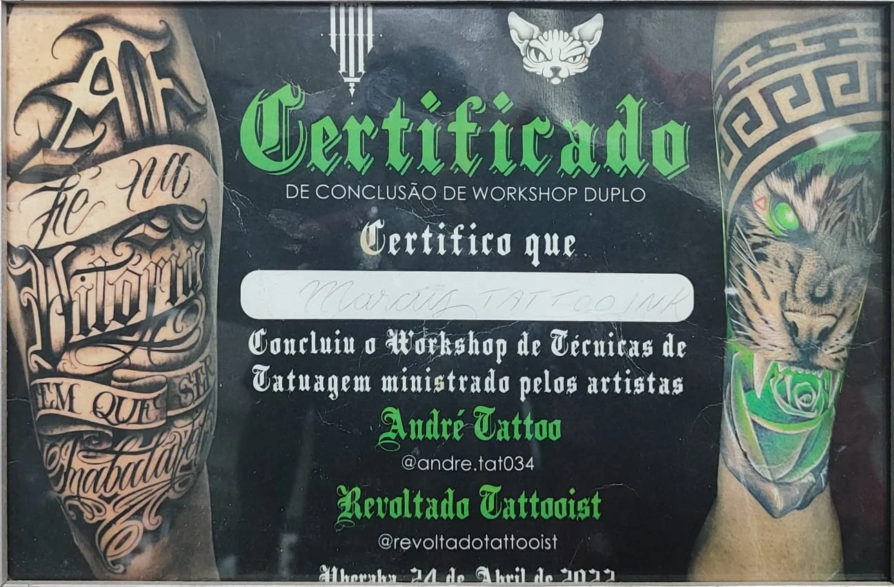 Certificado — Técnicas de Tatuagem